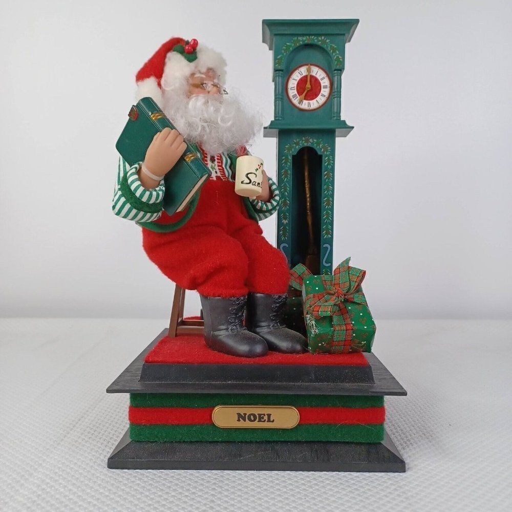 Holiday Creations 1993 Noel 12” Santa Musical Clock Display Plays Xmas Songs